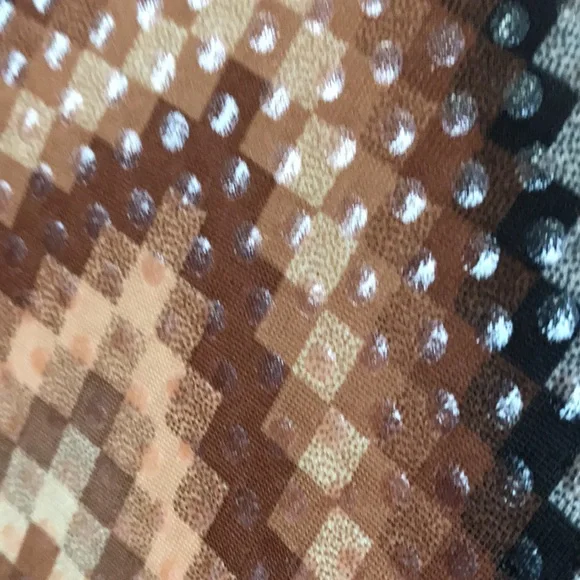 XOXOXO womens L / 12 half sleeve tan brown black button up shirt retro 70s - Picture 7 of 15